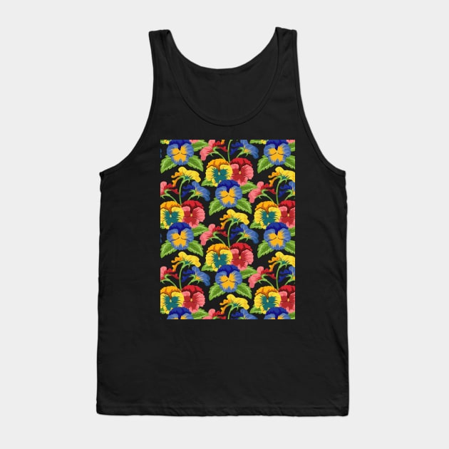 Pansy Flowers Pattern Tank Top by Designoholic